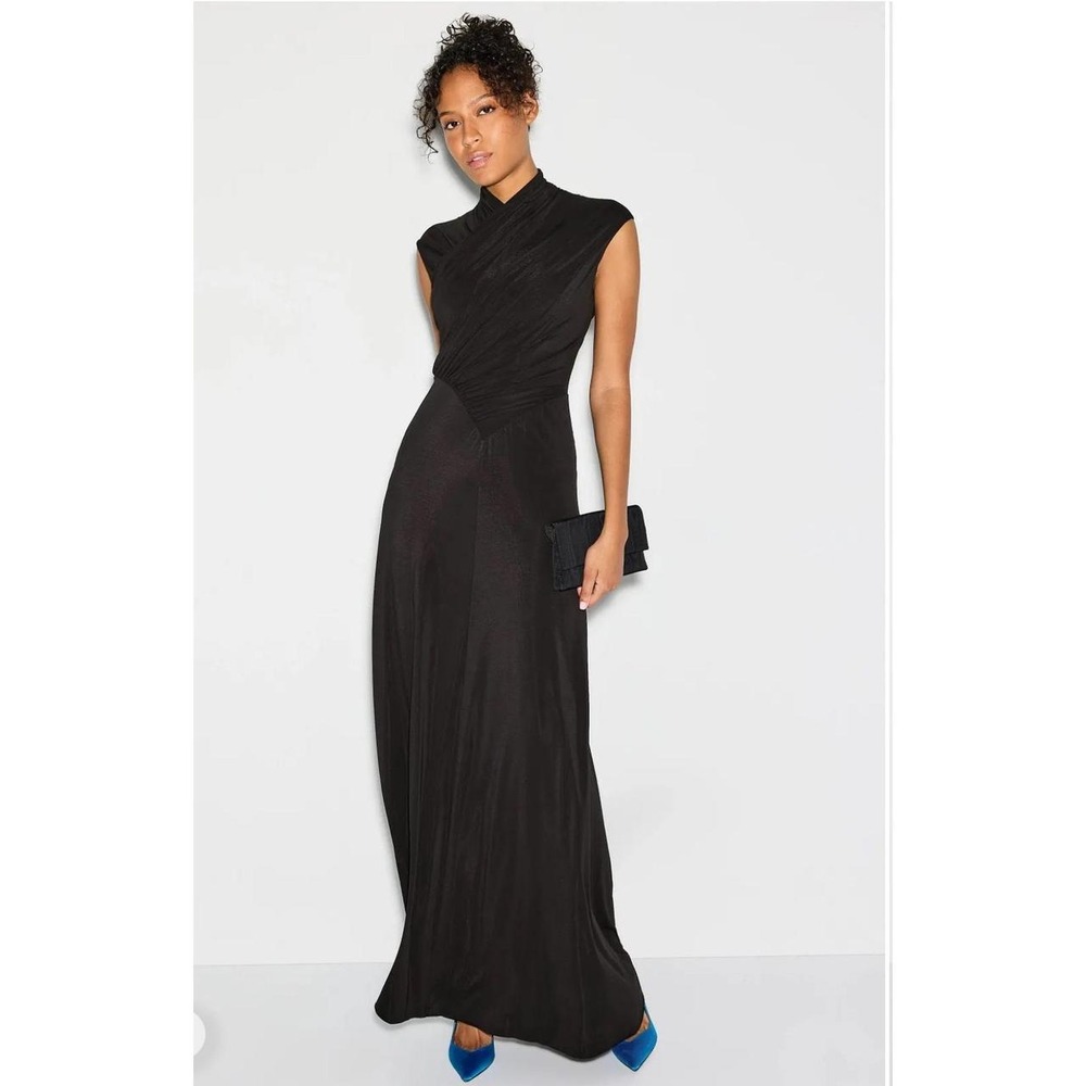 Alberta Ferretti Jersey high neck Gown black maxi dress in a US 2